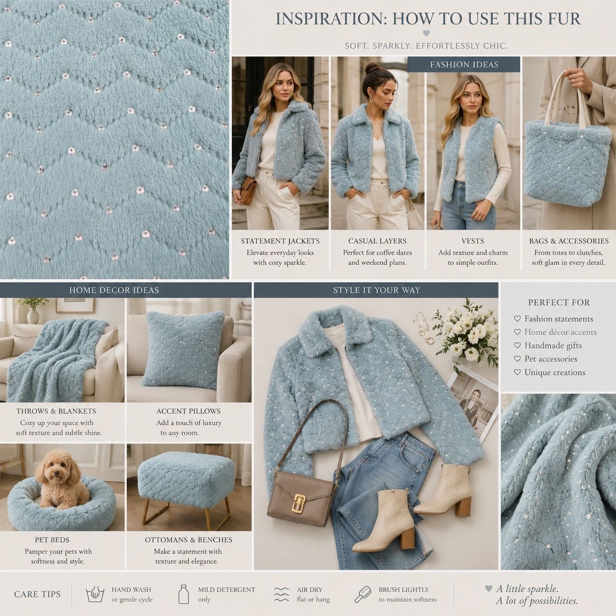 Luxury Fur Cyan - Discontinued - Ragland Fabrics