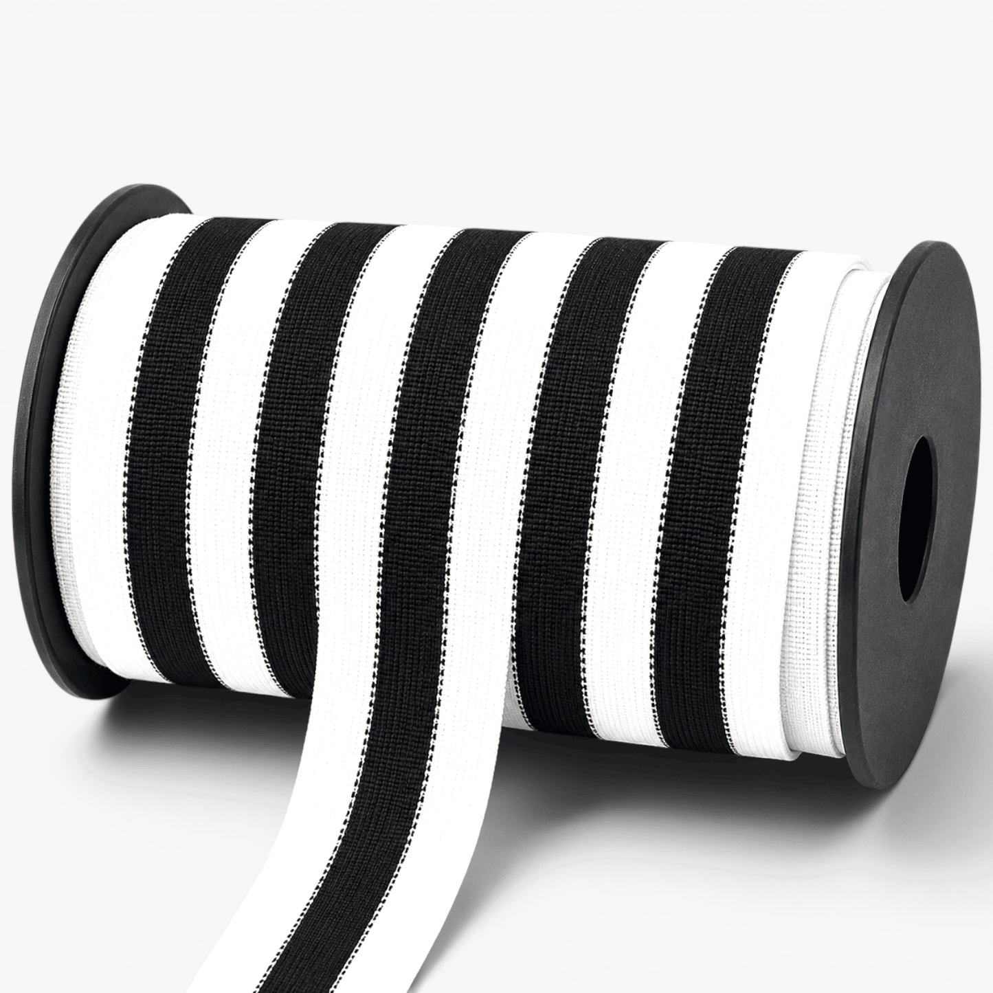 Polyester Tape 38mm White w/ Black Stripe - Ragland Fabrics