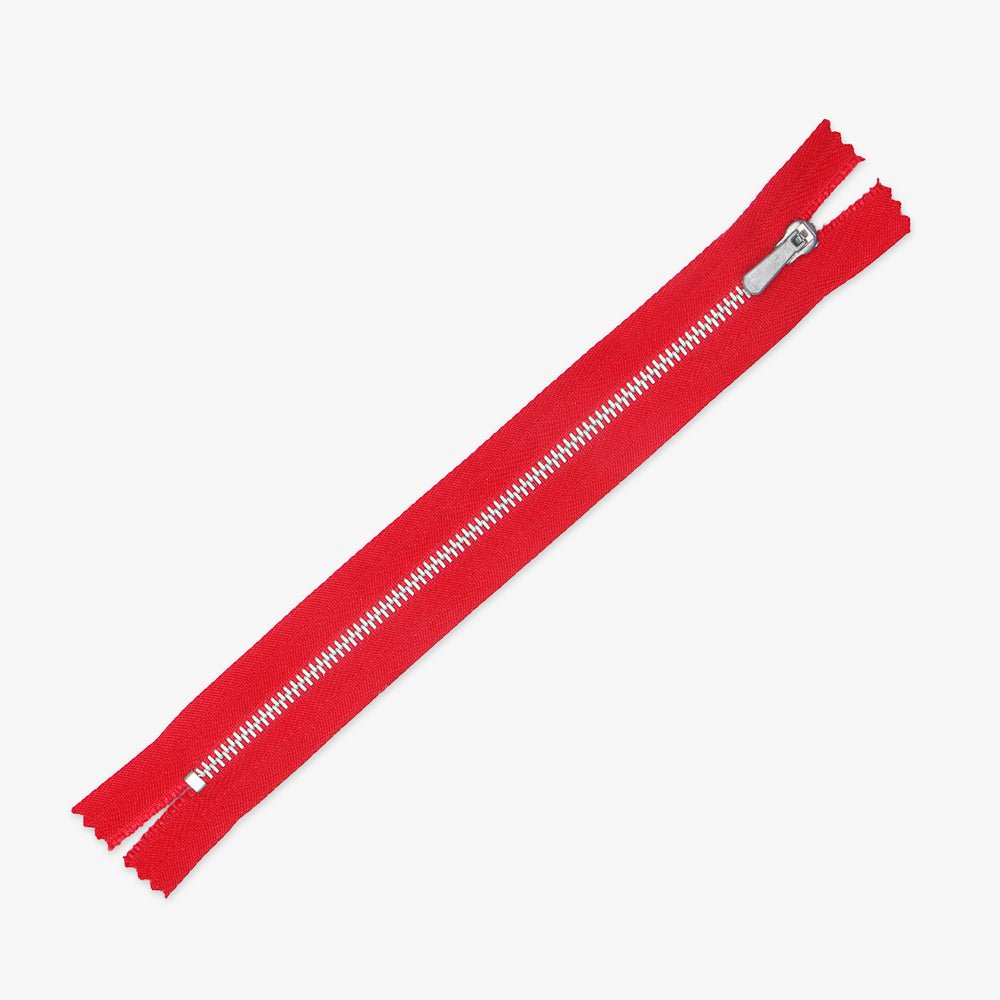 Metal Trouser Zips Red - 20cm - Ragland Fabrics
