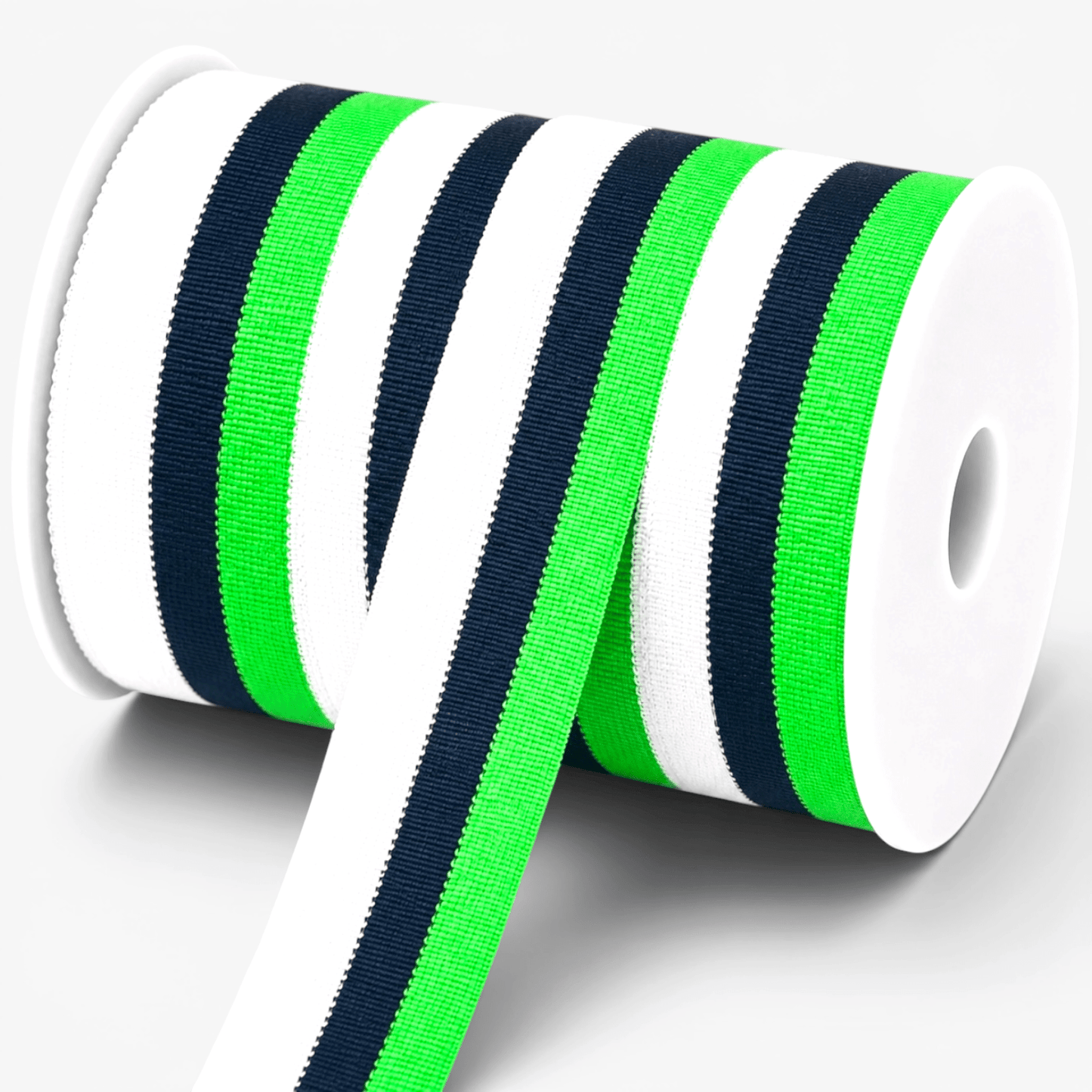 Polyester Tape Stripe Green/White 50mm - Ragland Fabrics