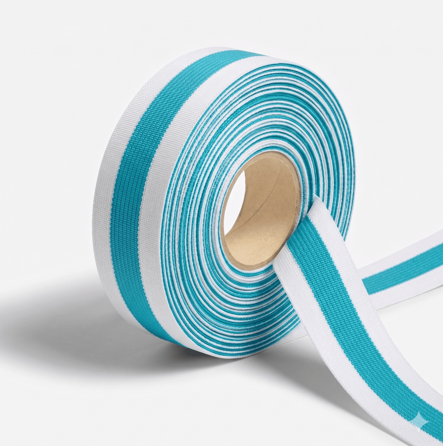 Polyester Tape Stripe Turq/White 30mm - Ragland Fabrics