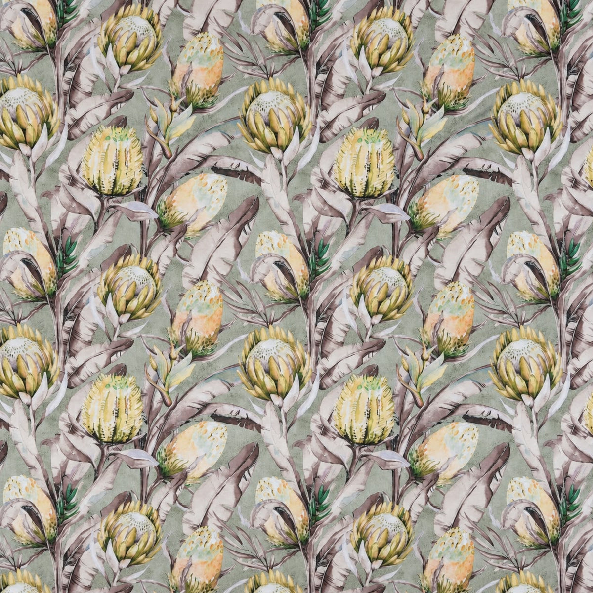 Printed Velvet Protea Fields Yellow 140cm