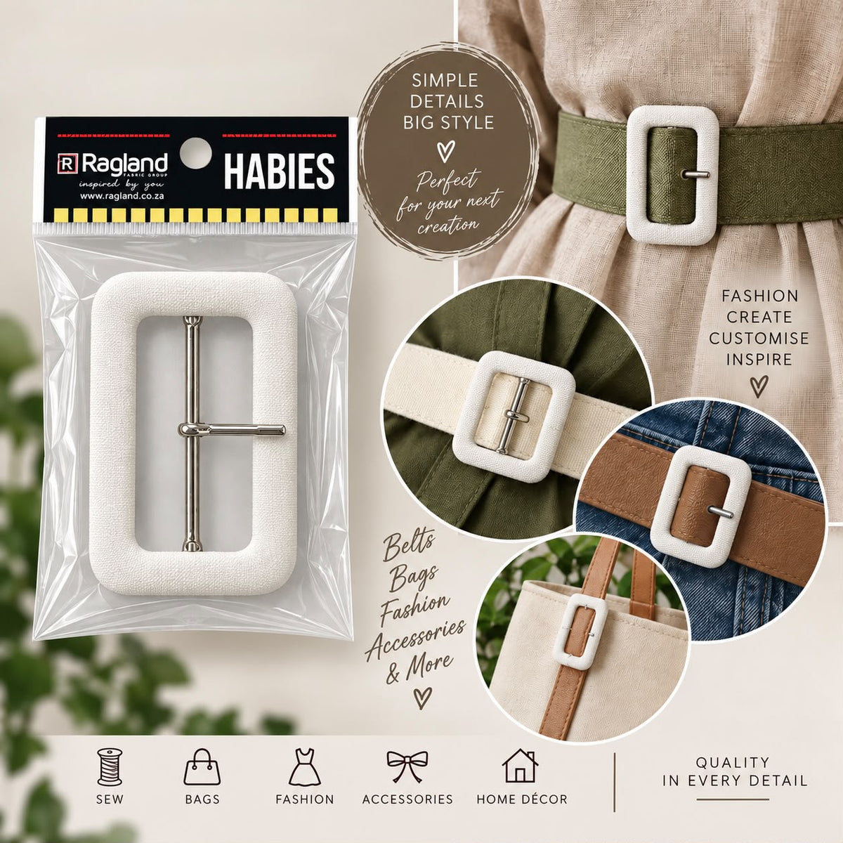 Fabric-Covered Buckle 70mm - Discontinued
