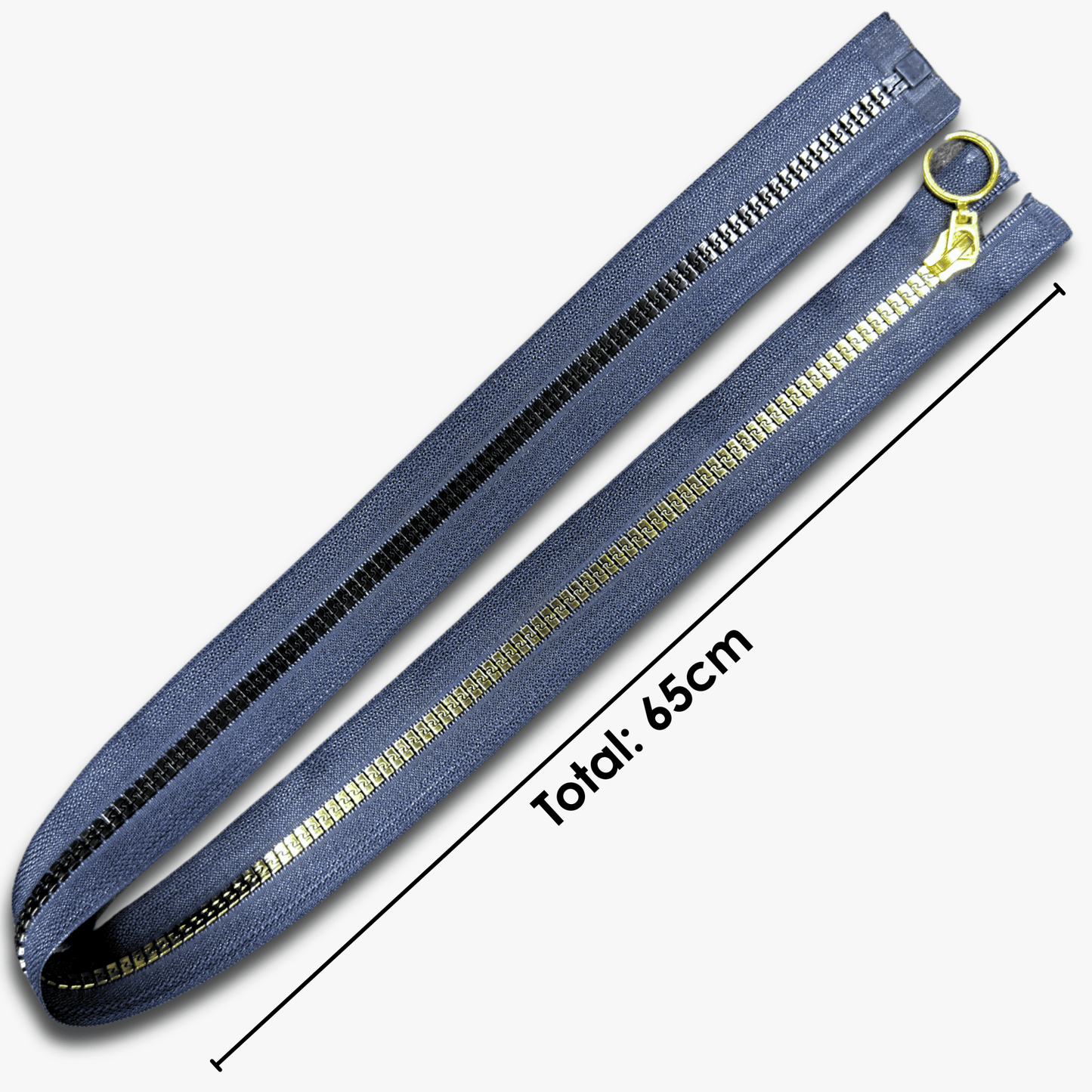 Vislon Type 5 Chunky Zip Open Ended - 65cm Navy Metallic - Discontinued - Ragland Fabrics