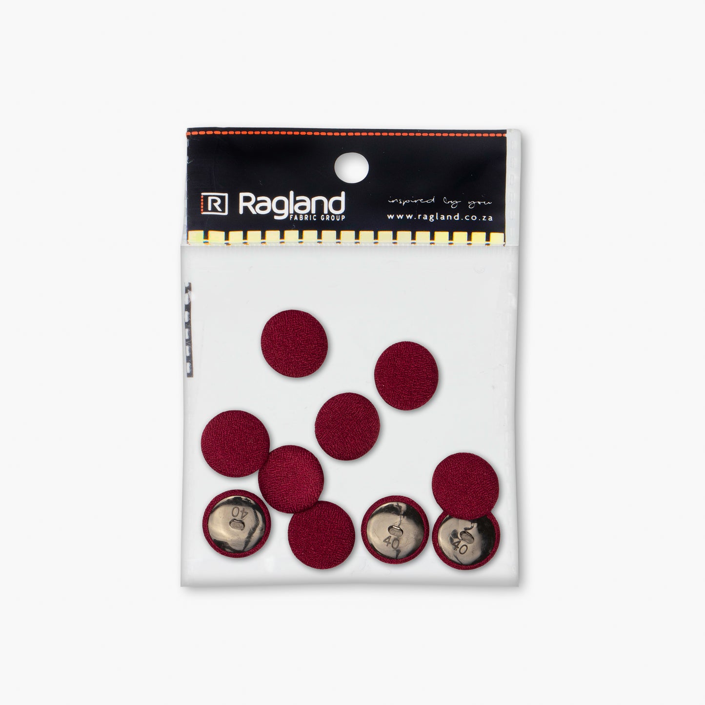 Button Covered Maroon 25mm (10pcs) - Ragland Fabrics