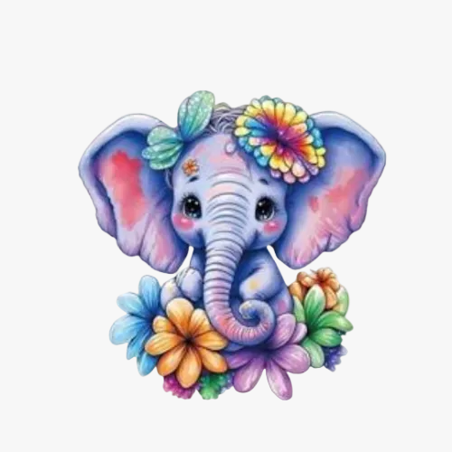 Motif Iron On Badge - Elephant 6.5cm x 6.5cm - Ragland Fabrics