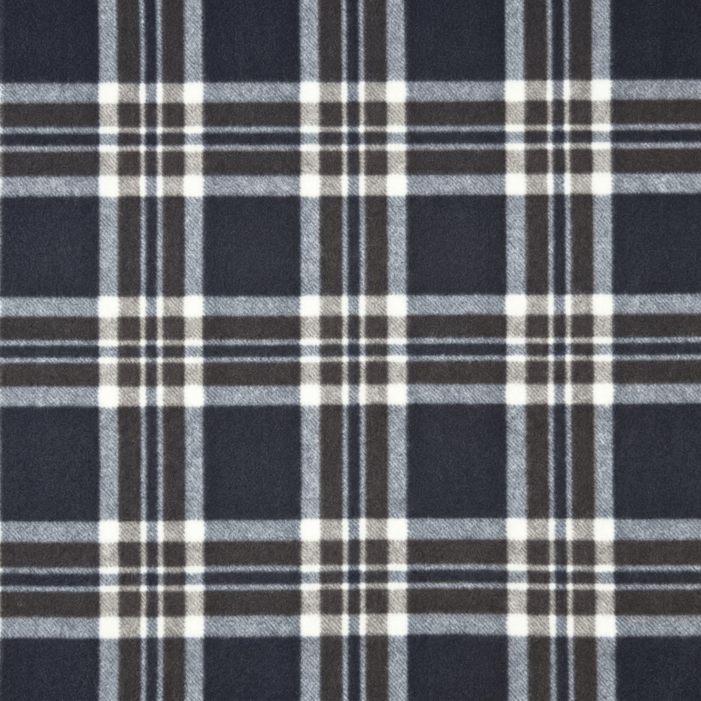 Printed Polar Fleece Tartan Black/Brown/White - Ragland Fabrics