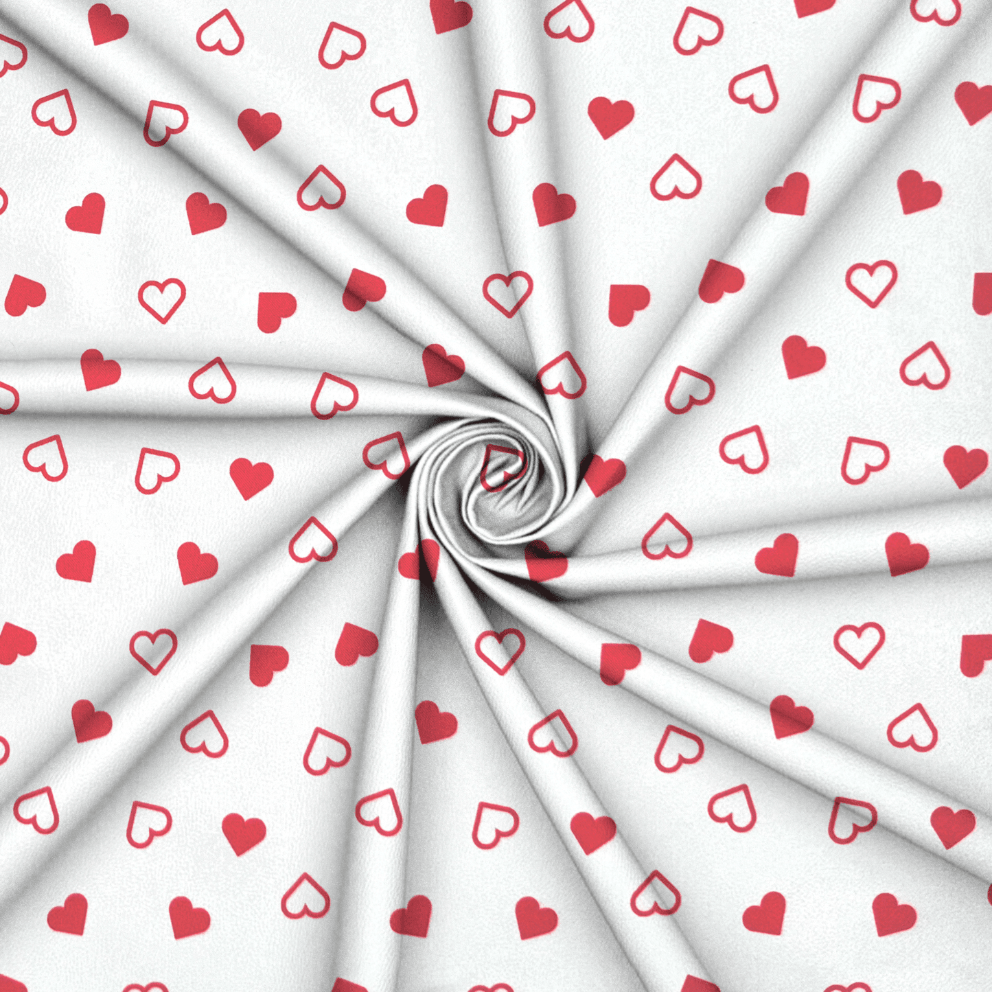 Printed Satin | Heart White - Ragland Fabrics