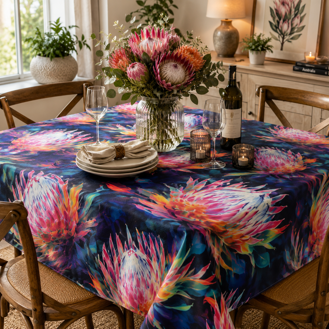 Printed Vinyl Bright Protea - Ragland Fabrics