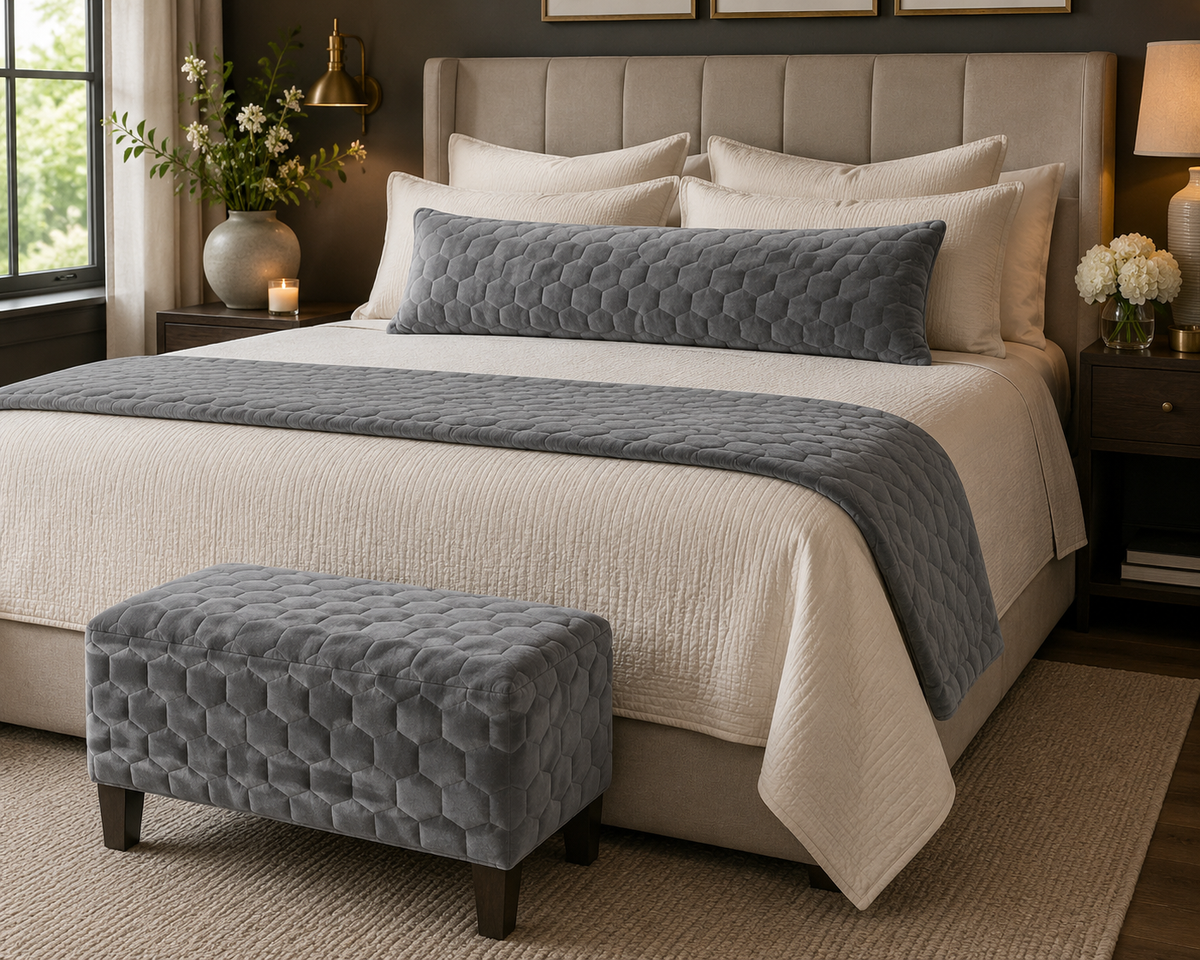 Last Of The Bests | Grey Quilted Velvet 0.95M x 1.4M