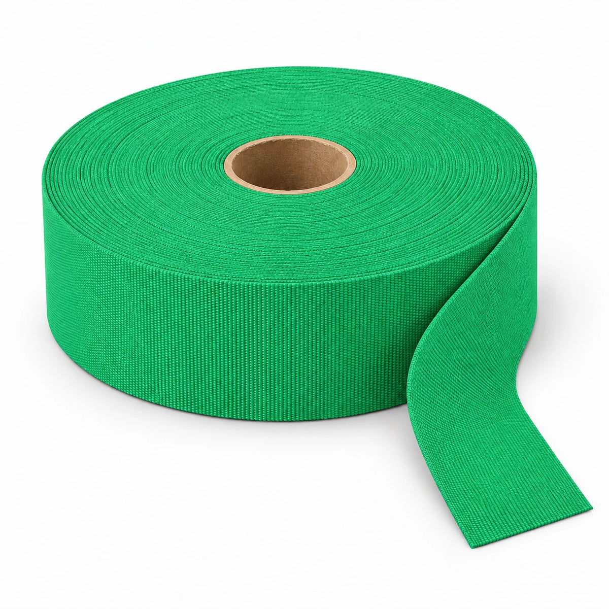 Emerald green 50mm wallet tape, 100m roll on a white background