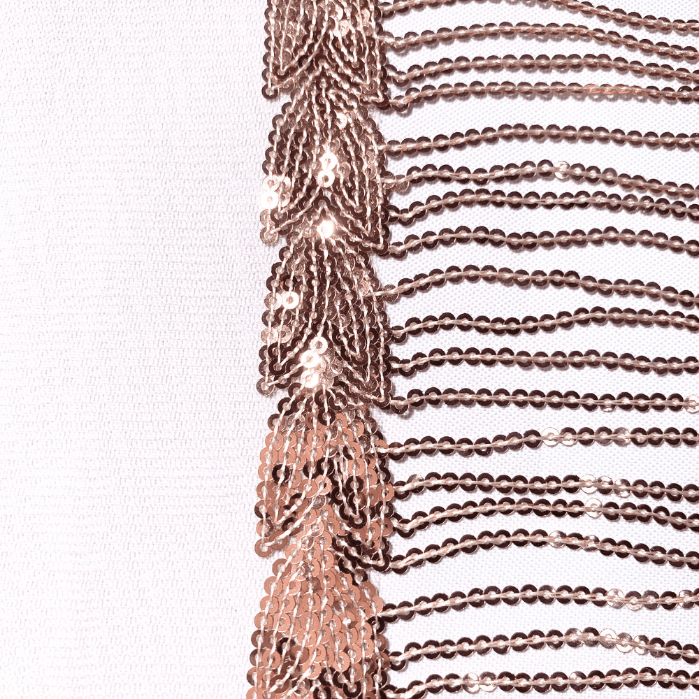 Sequin Fringe - 25mm | Blush (Per Met) - Ragland Fabrics