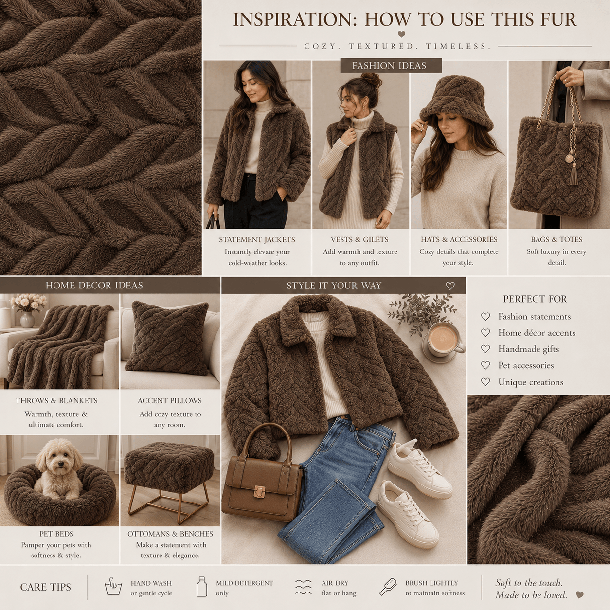 Chain Link Luxury Fur - Chocolate - Ragland Fabrics