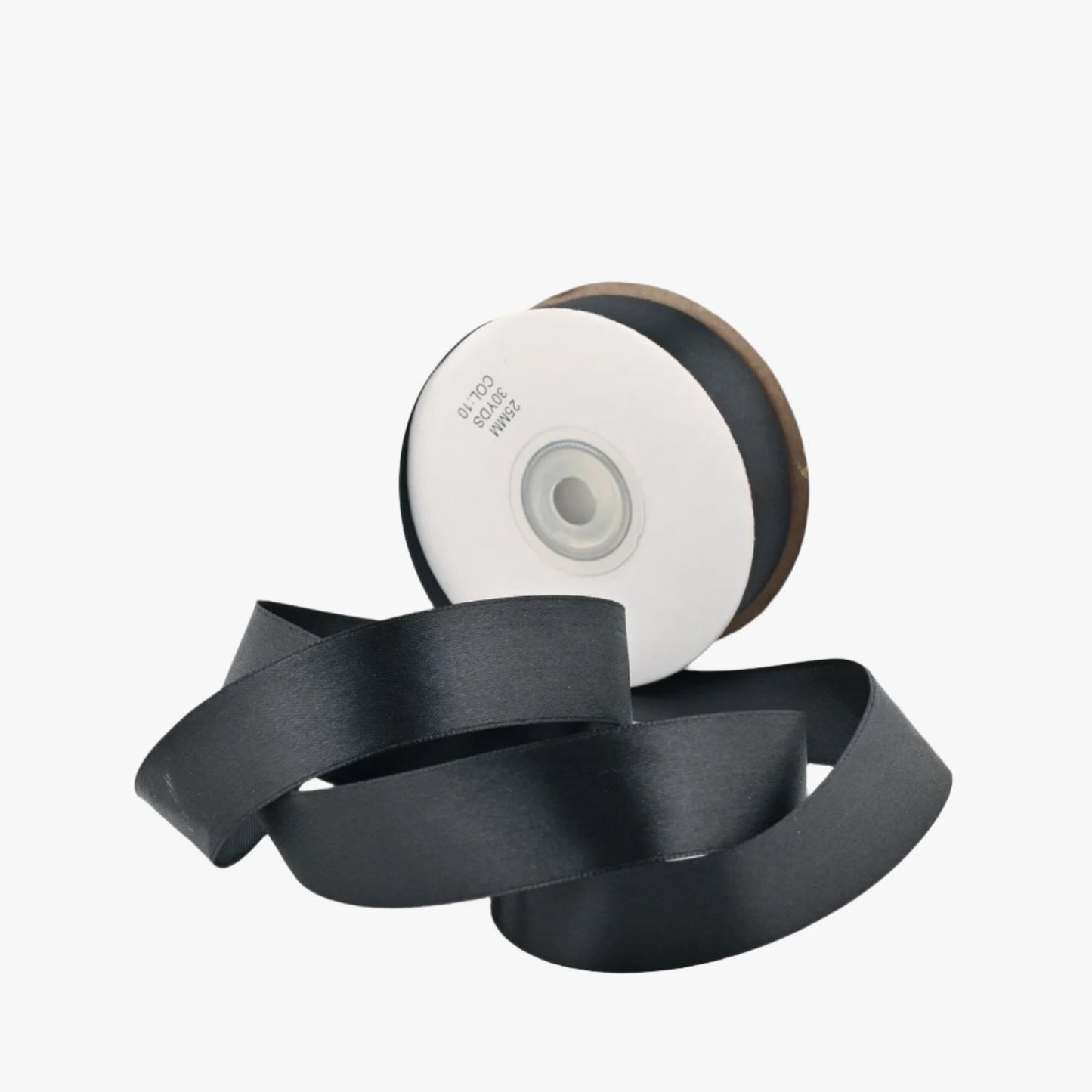 Satin Ribbon 25mm Black 10 - Ragland Fabrics