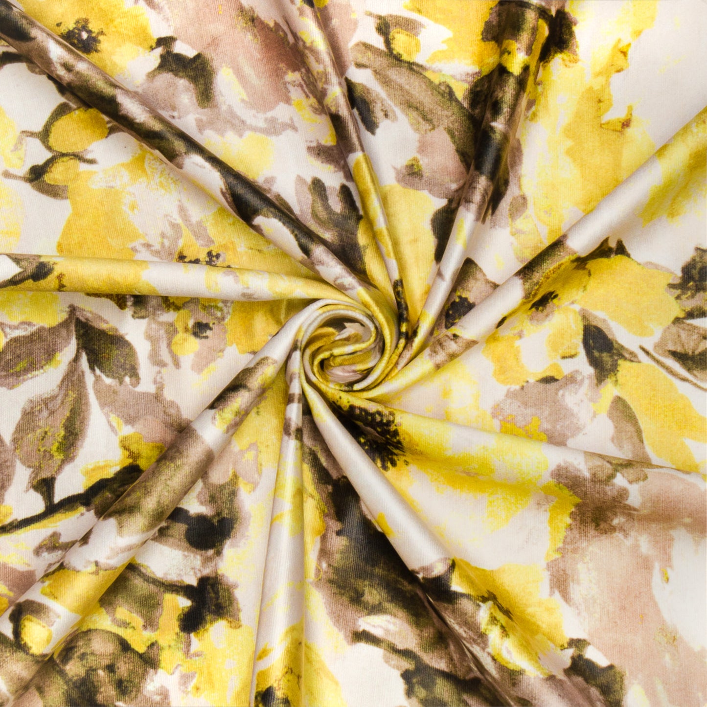 Printed Velvet Peony Yellow 140cm - Ragland Fabrics