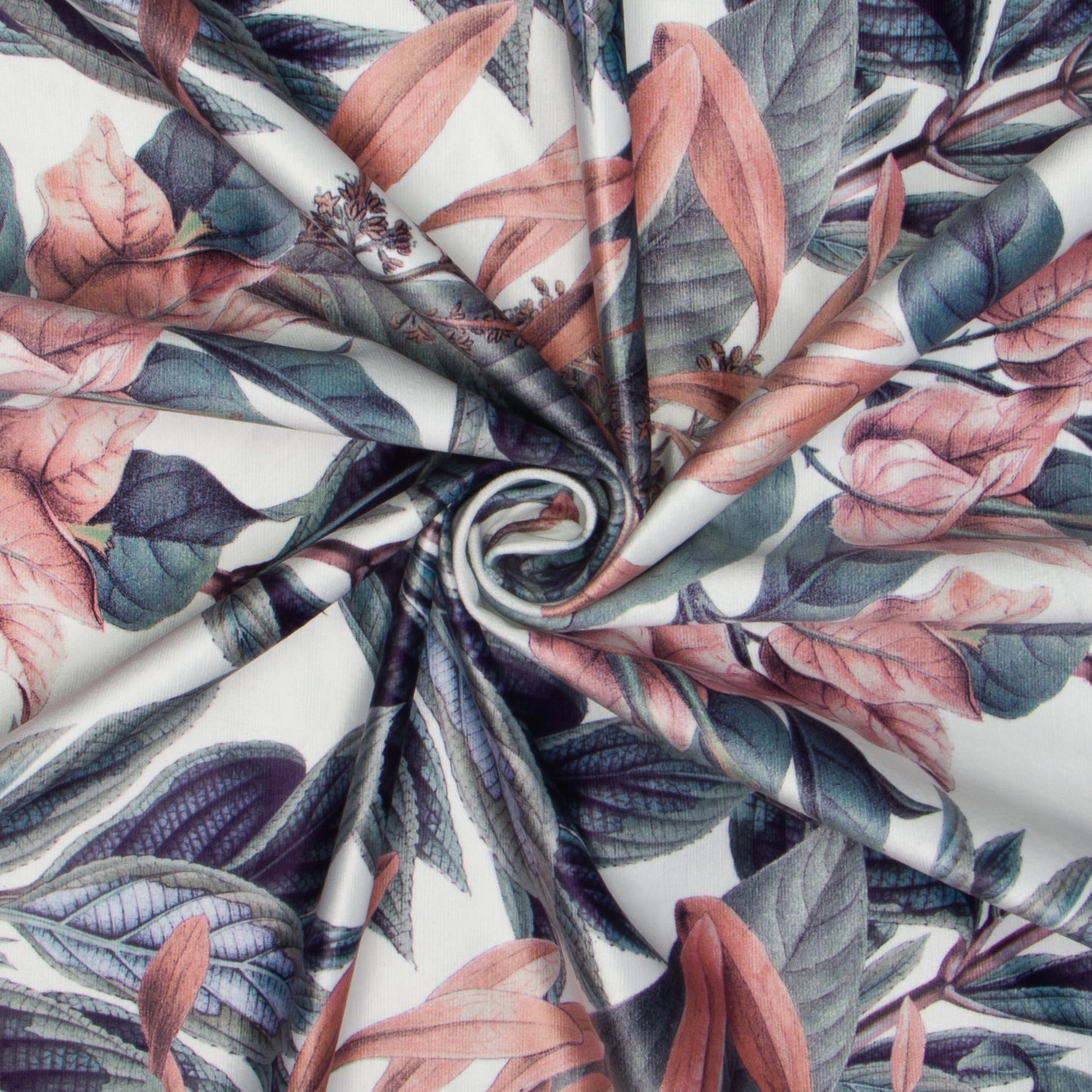 Printed Velvet Bougainvillea Coral 140cm - Ragland Fabrics