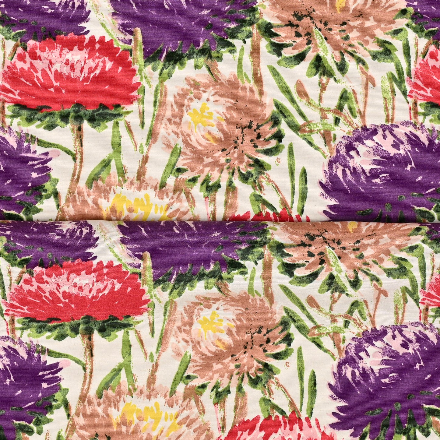 Printed Poly Cotton Crysanthium Purple 140cm - Ragland Fabrics