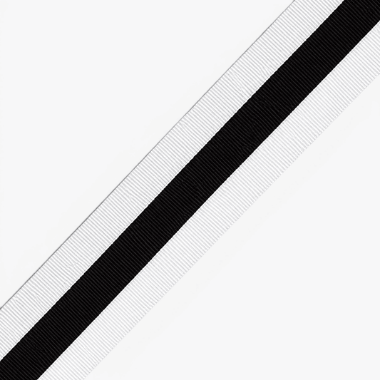 Polyester Tape 38mm White w/ Black Stripe - Ragland Fabrics