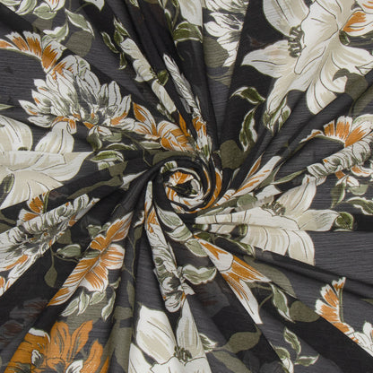 Printed Chiffon Floral Mustard - Ragland Fabrics