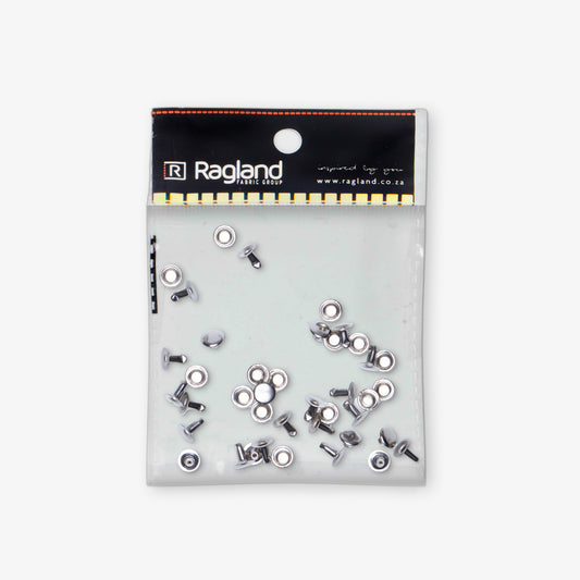 Caps & Rivets 7mm (20pcs) - Silver - Ragland Fabrics