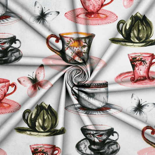 Printed Poly Cotton Teacups - CLOSEOUT - Ragland Fabrics