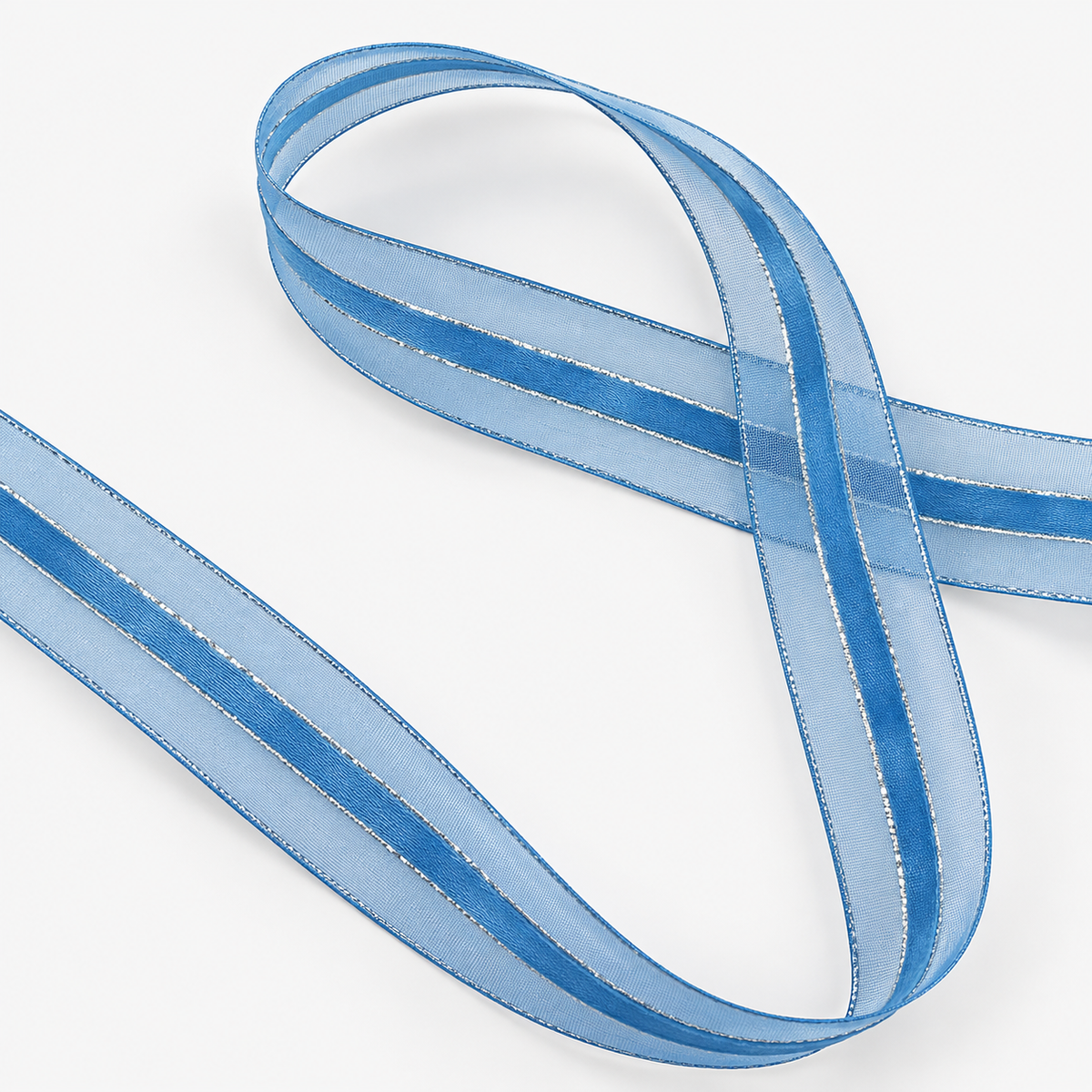 Last Of The Bests | Organza Ribbon 25mm | Blue & Silver