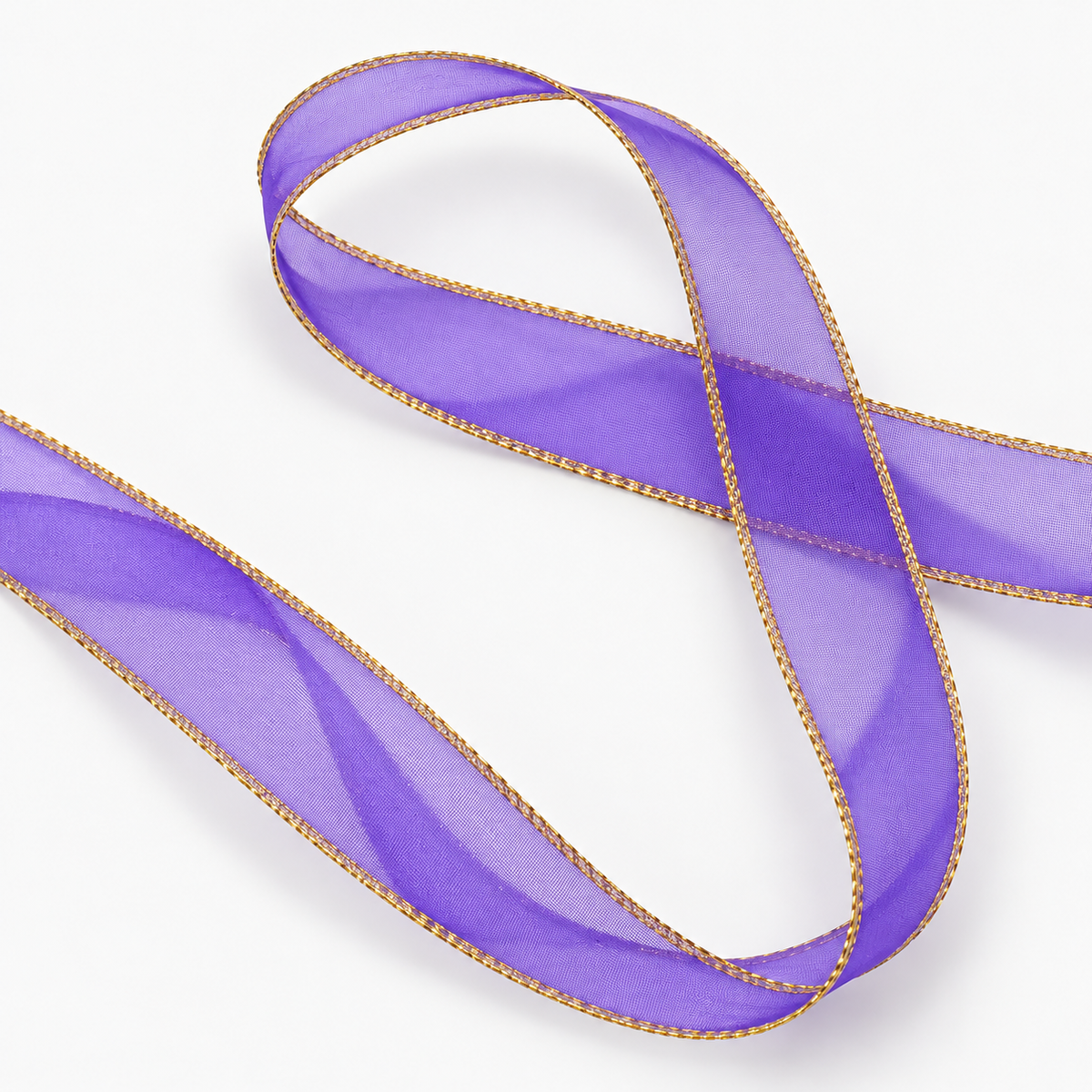 Last Of The Bests | Organza Ribbon 38mm | Purple & Gold Fishtail Edge