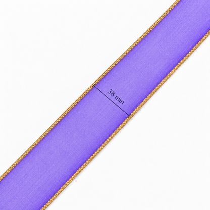 Last Of The Bests | Organza Ribbon 38mm | Purple & Gold Fishtail Edge