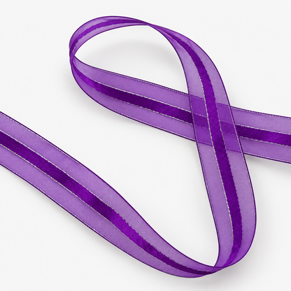 Last Of The Bests | Organza Ribbon 25mm | Purple & Silver