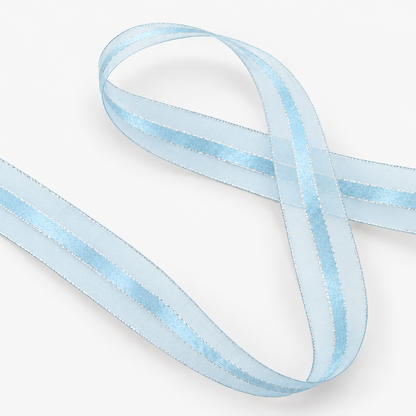 Last Of The Bests | Organza Ribbon 25mm | Baby Blue & Silver