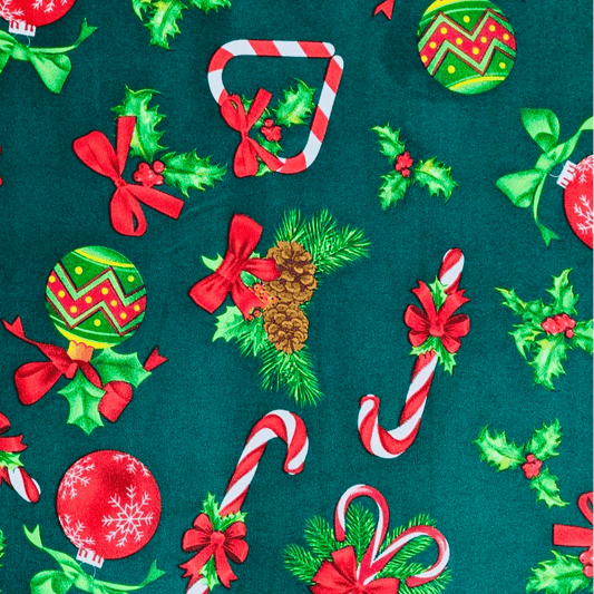 Christmas Printed Mini Matt Decor Green - Ragland Fabrics