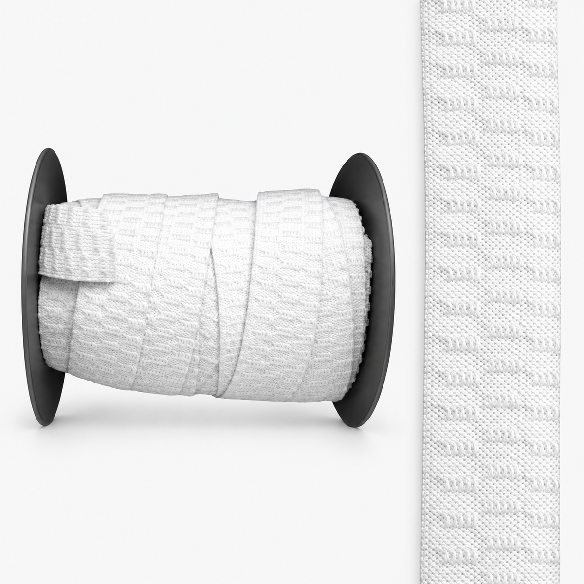 Elastic Non Curl 25mm White