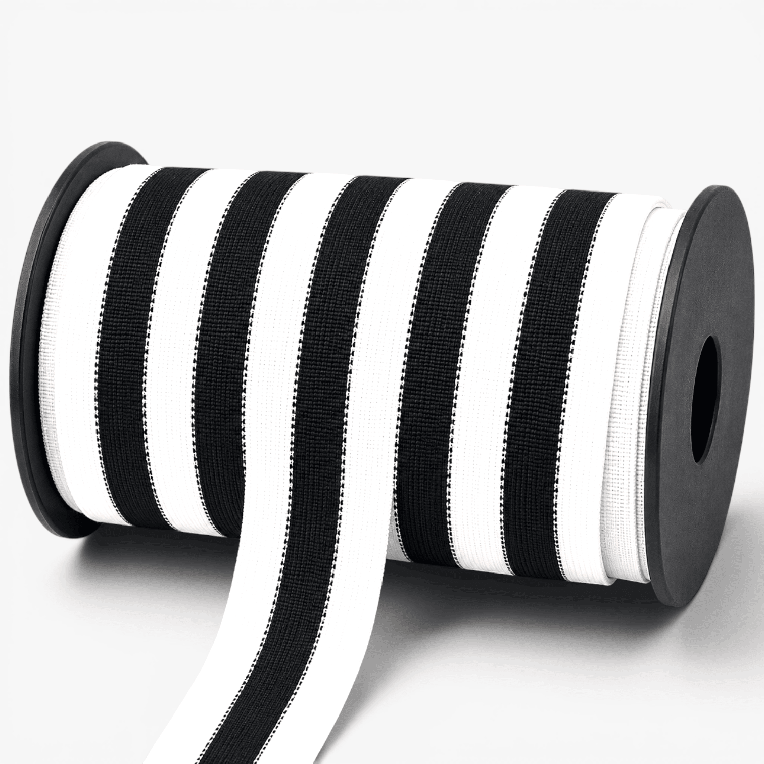 Polyester Tape 38mm White w/ Black Stripe - Ragland Fabrics