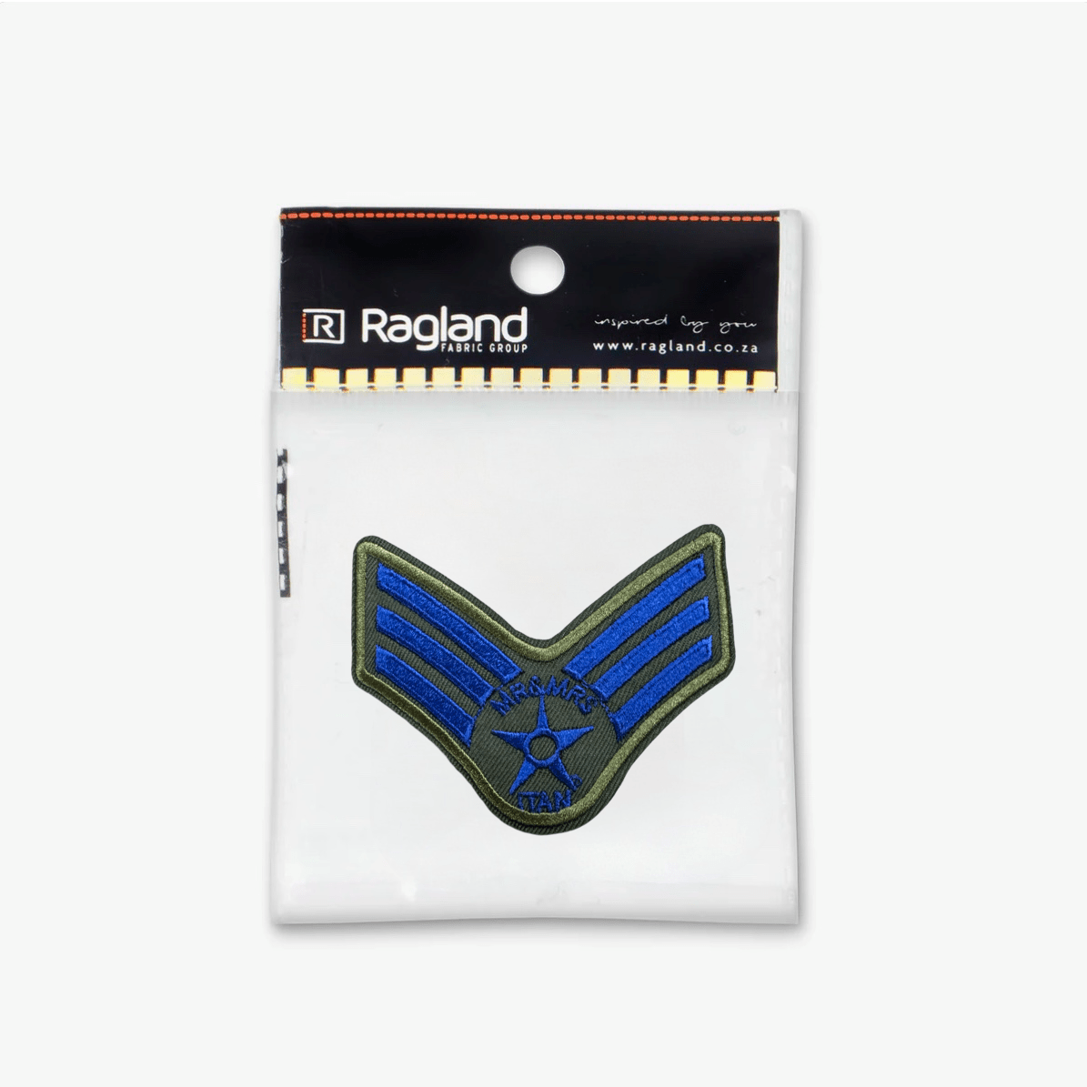 Motif Iron On Badge - ARMY BLUE STRIPE - Ragland Fabrics