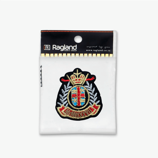 Motif Iron On Badge - EMBLEM GOLD - Ragland Fabrics