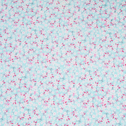 Dty Printed Stretch Fabric Turq White Floral - Ragland Fabrics