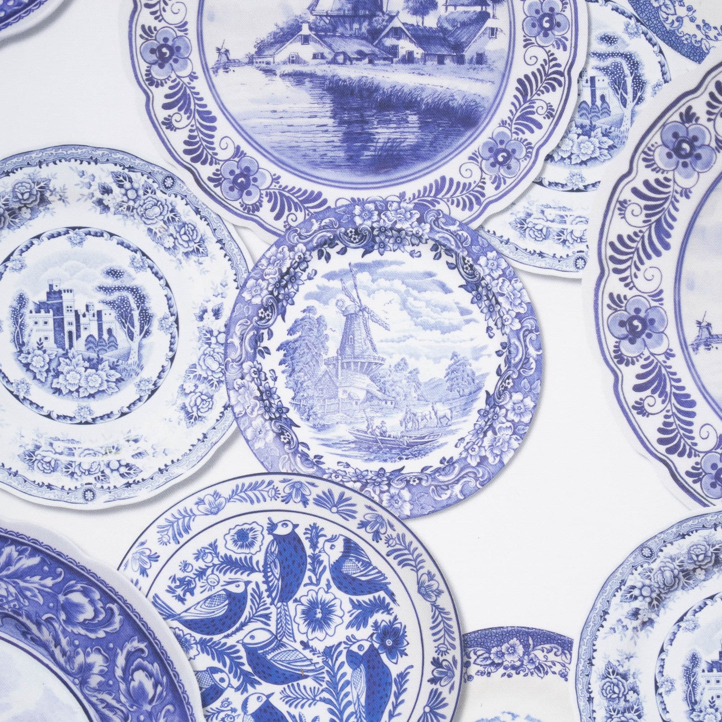 Eco Fabric Blue Plates on White 2091 - Ragland Fabrics