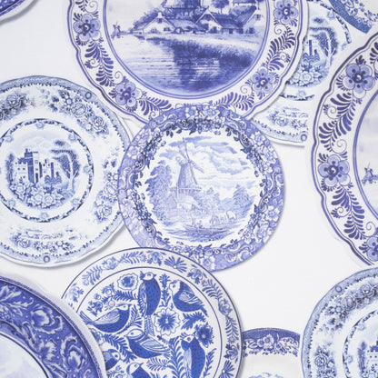 Eco Fabric Blue Plates on White 2091 - Ragland Fabrics