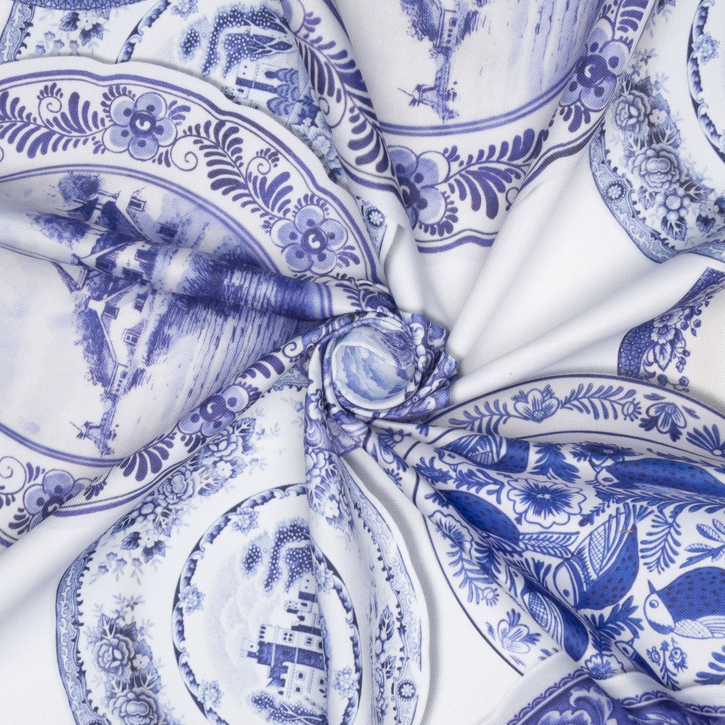 Eco Fabric Blue Plates on White 2091 - Ragland Fabrics