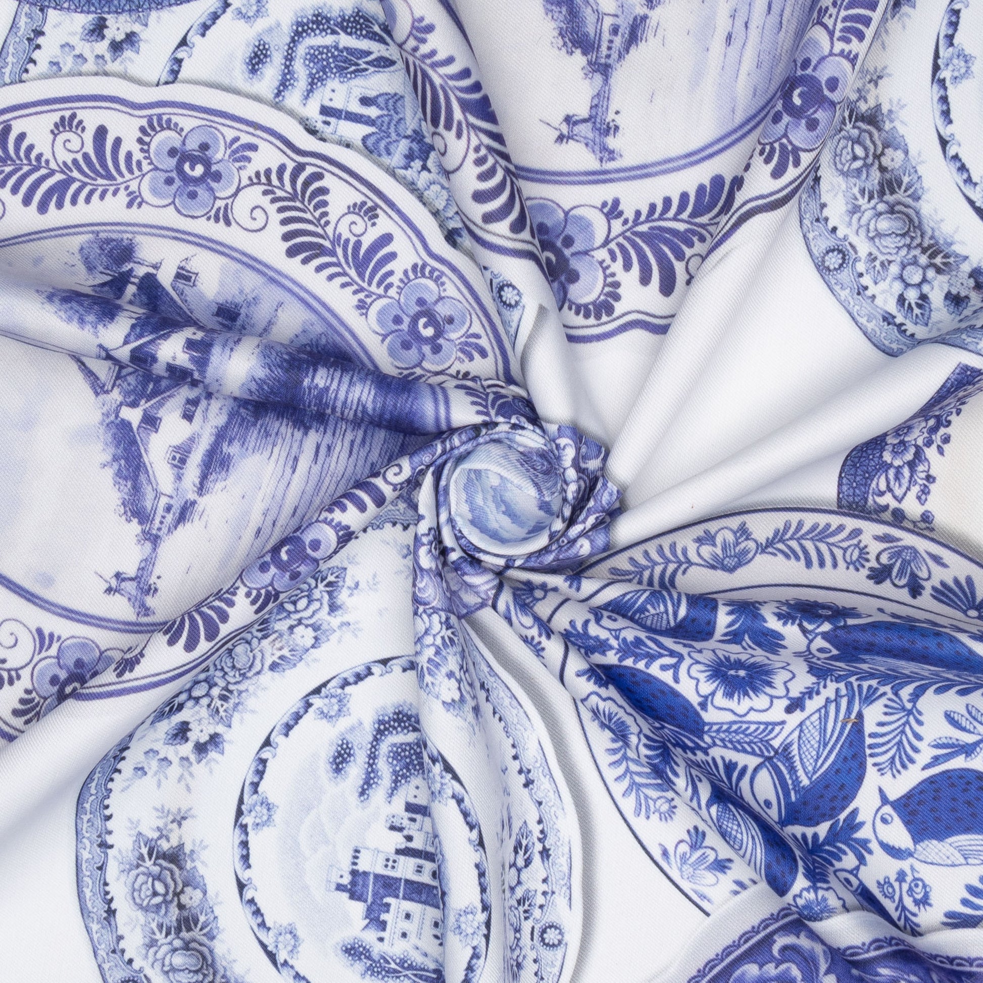 Eco Fabric Blue Plates on White 2091 - Ragland Fabrics