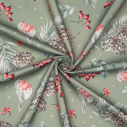 Eco Fabric Pine Cones Olive 2098 - Ragland Fabrics