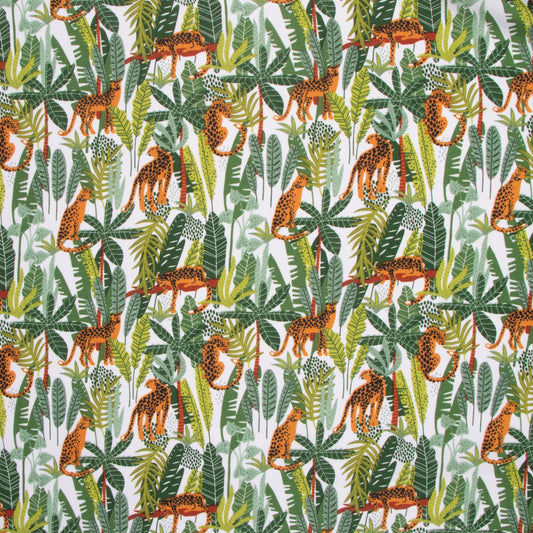Printed Mini Matt Leopard Jungle White 150cm - Ragland Fabrics