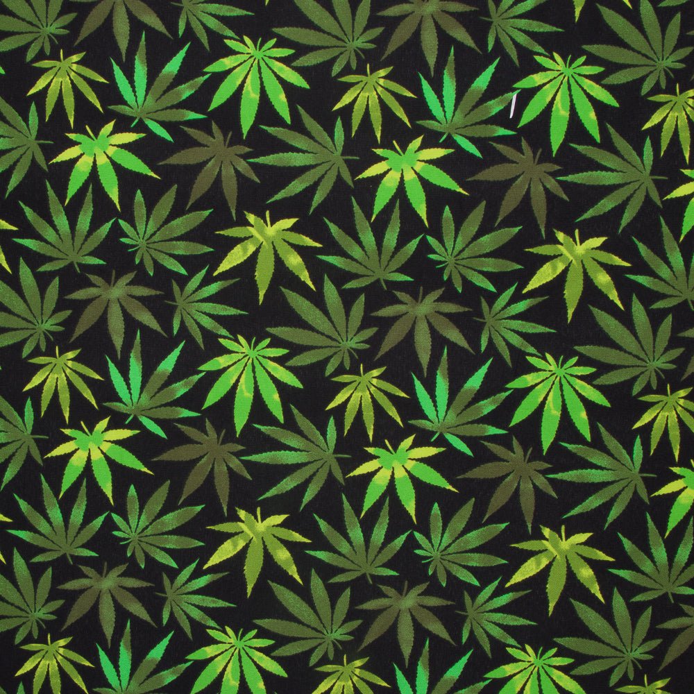 Printed Mini Matt Marijuana Leaf Black 150cm - Ragland Fabrics