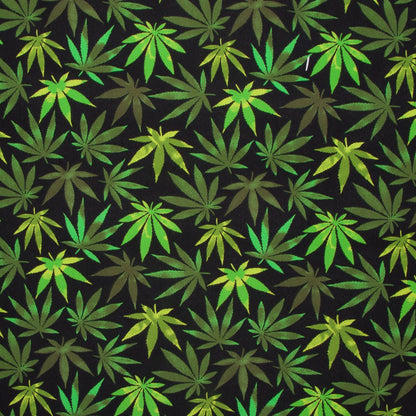 Printed Mini Matt Marijuana Leaf Black 150cm - Ragland Fabrics