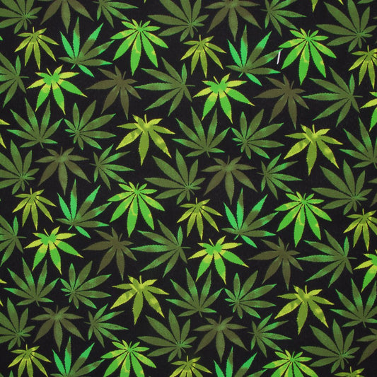 Printed Mini Matt Marijuana Leaf Black 150cm - Ragland Fabrics