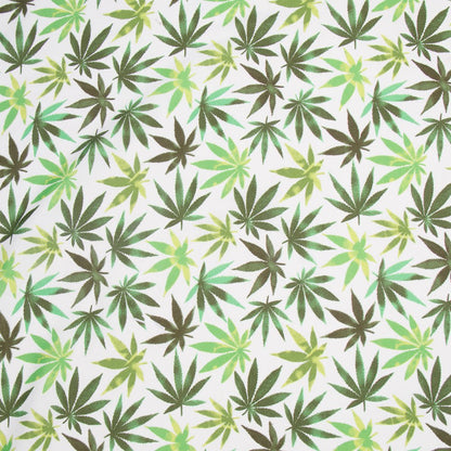 Printed Mini Matt Marijuana Leaf White 150cm - Ragland Fabrics