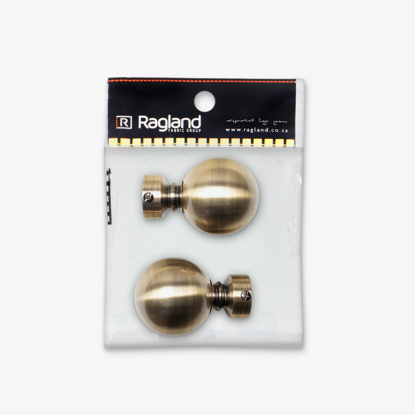 Finial Ball 25mm Antique Brass (Pack of 2) - Ragland Fabrics