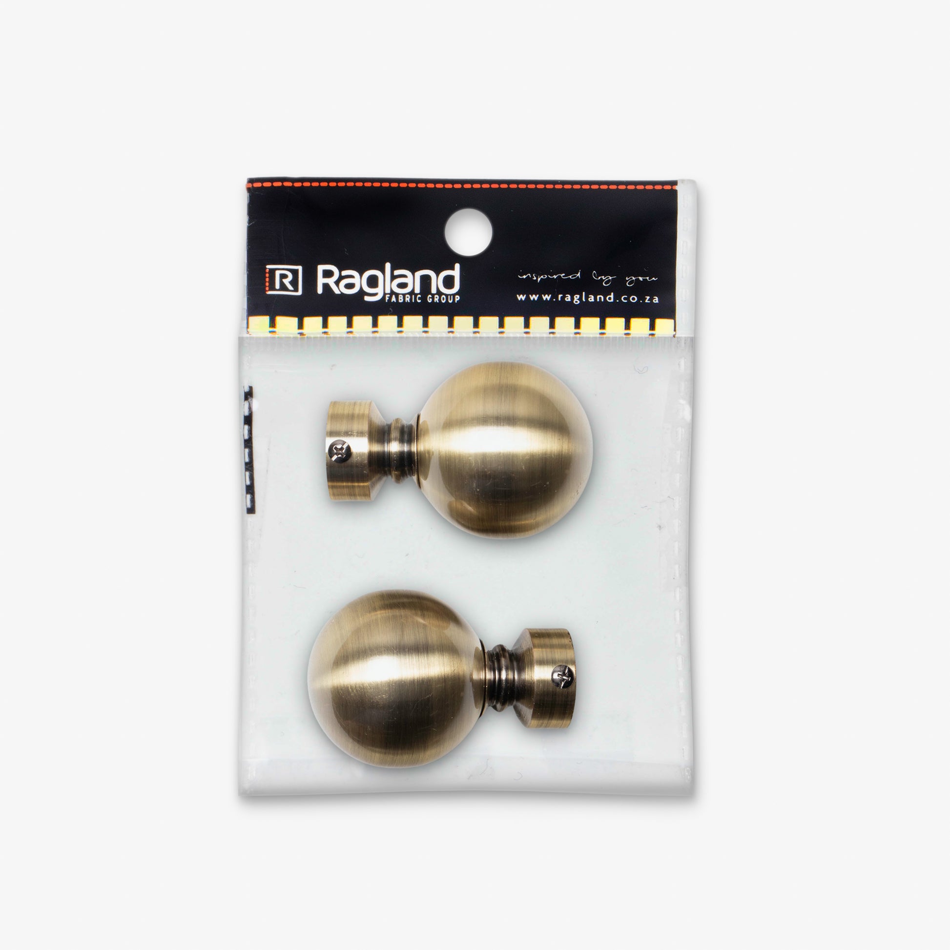 Finial Ball 25mm Antique Brass (Pack of 2) - Ragland Fabrics