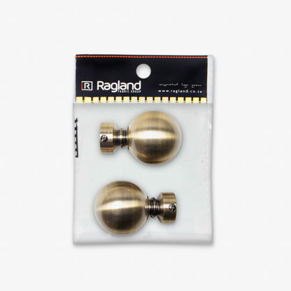 Finial Ball 25mm Antique Brass (Pack of 2) - Ragland Fabrics