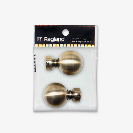 Finial Ball 25mm Antique Brass (Pack of 2) - Ragland Fabrics